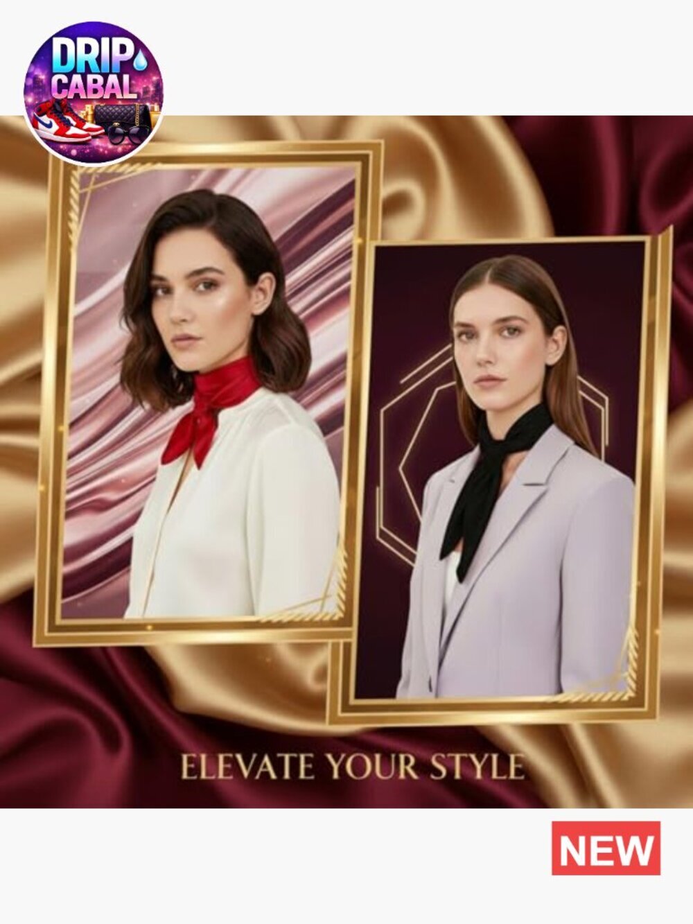 23.6" Square Art Silk Scarf for Women - 5 Pack - Picture 3 of 7
